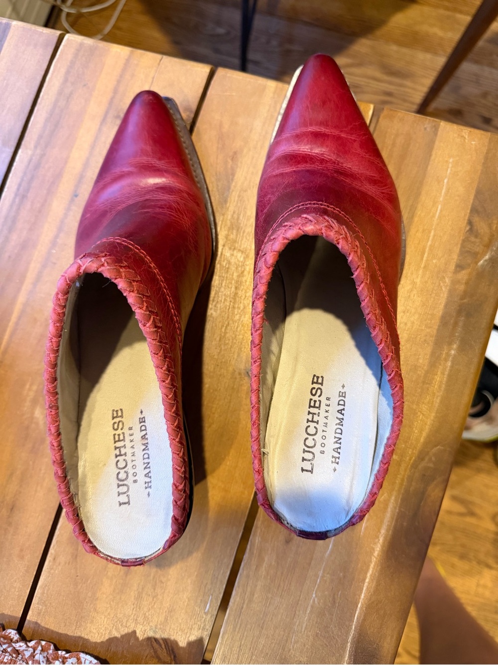 Lucheese Red Leather Pointed Toe Women’s Clog Boots Size 8.5